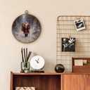 DILSJ Winter Christmas Santa Claus Round Wall Art Decor, Vintage Christmas Canvas Wall Art Framed, Winter Forest Holiday Santa Xmas Hanging Decorations for Home Bedroom Living Room, 10x10 Inch