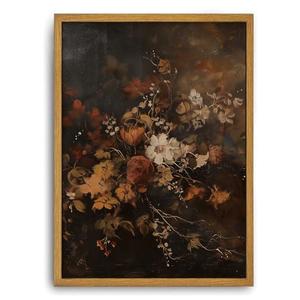 Djmwtb Framed Wall Art Vintage Wall Decor Flower Canvas Art Botonical Pictures Dark Paintings Moody Prints Antique Artwork