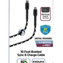 Zgear MFi Lightning/C Fast Charge Braided Cable with EnduraTech, 10ft