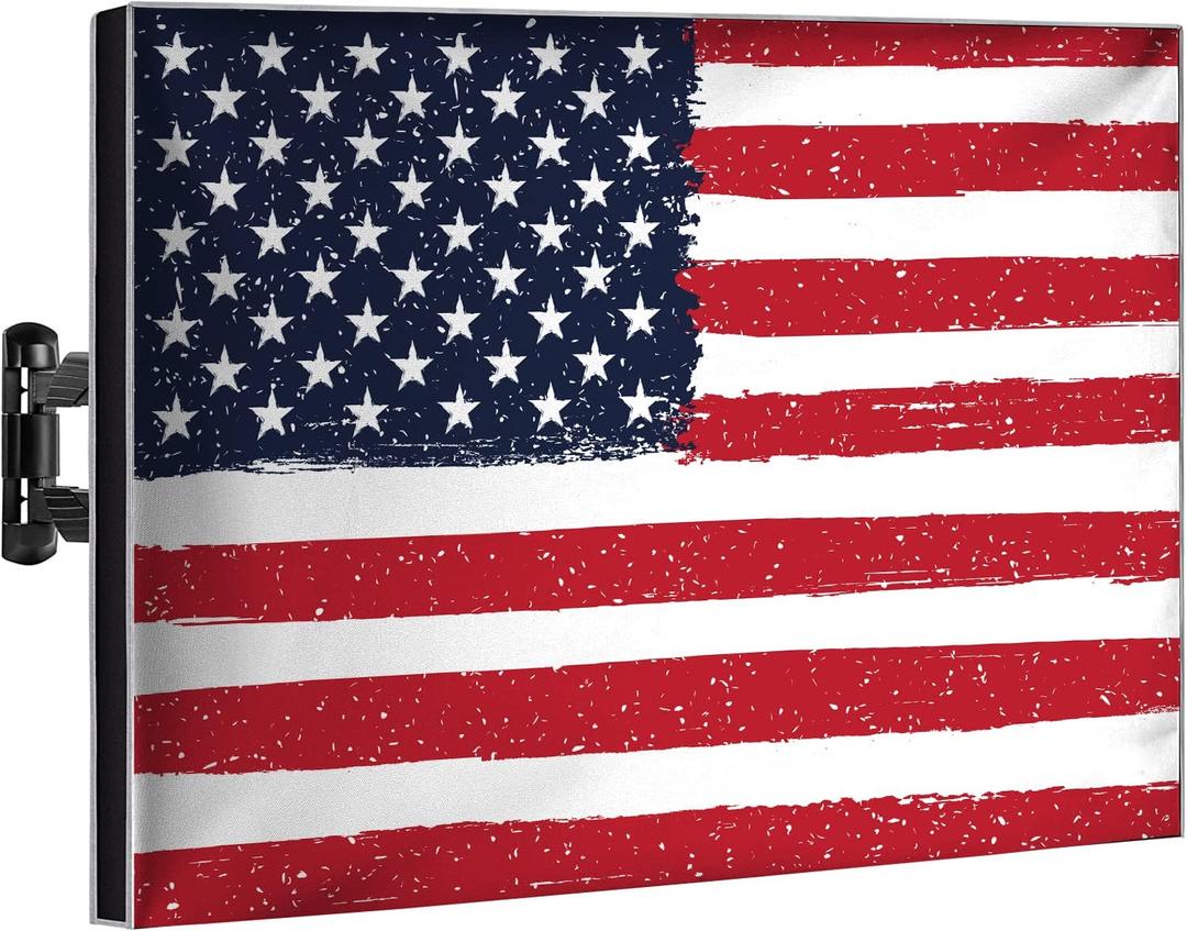 Garnetics Outdoor TV Cover 24 Inch Waterproof, Weatherproof TV Enclosures with Smart Shield Screen Protectors, Ideal for Outdoor Use, Moving, and Storage - US Flag