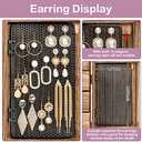 Meangood Jewelry Box Wood for Women, 5-Layer Large Organizer Box with Mirror & 4 Drawers for Rings, Earrings, Necklaces, Vintage Style, Torched Wood