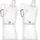 Survivor Filter Clear Collapsible Water Bottles - Travel, Hiking, Foldable, BPA-Free - 2 x
