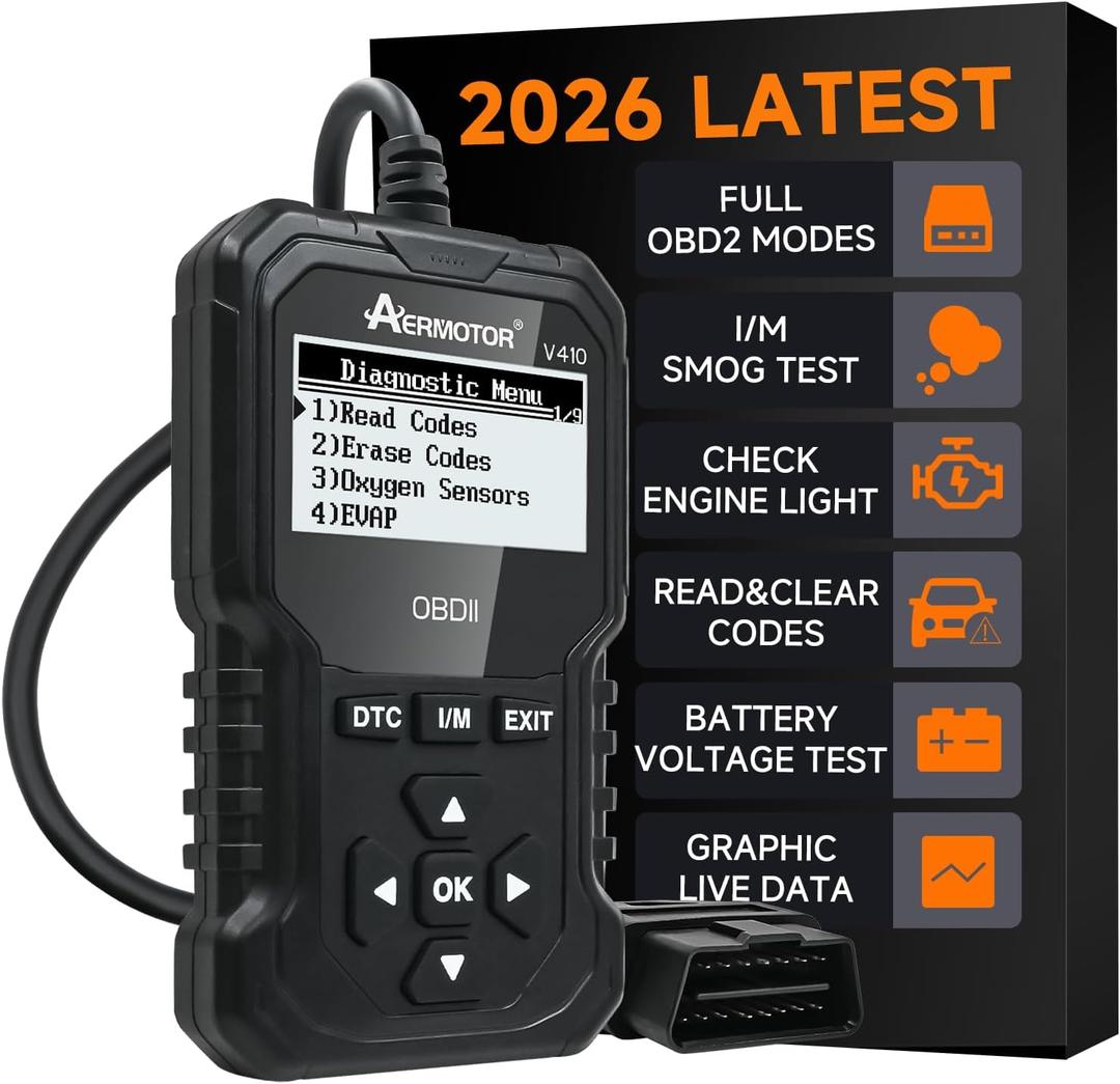 OBD2 Scanner, V410 Car Scanner Diagnostic Tool: Engine Fault Code Reader Scan Tool with Live Data/Freeze Frame for All OBDII Cars After 1996,Black