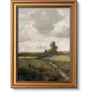 Gold Framed Vintage Wall Art for Room Decor Natural Landscape Wall Decor Rustic Farmhouse Canvas Prints Painting for Living Kitchen Room Bedroom Desktop Artwork 12x16 Inch (country)