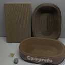 3PCS Cat Scratcher Cardboard, Oval Cat Scratch Pad Bowl Nest for Indoor Cats, Round Cat Scratching Board Corrugated Lounge Cat Bed, Furniture Protector for Couch (Coffee, 15.7 * 10 in)