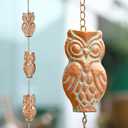 Owl Rain Chain for Gutters, Metal Rain Catcher Chain for Heavy Rain, Decorative Replacement Downspout Chain for Outside, 8.5FT