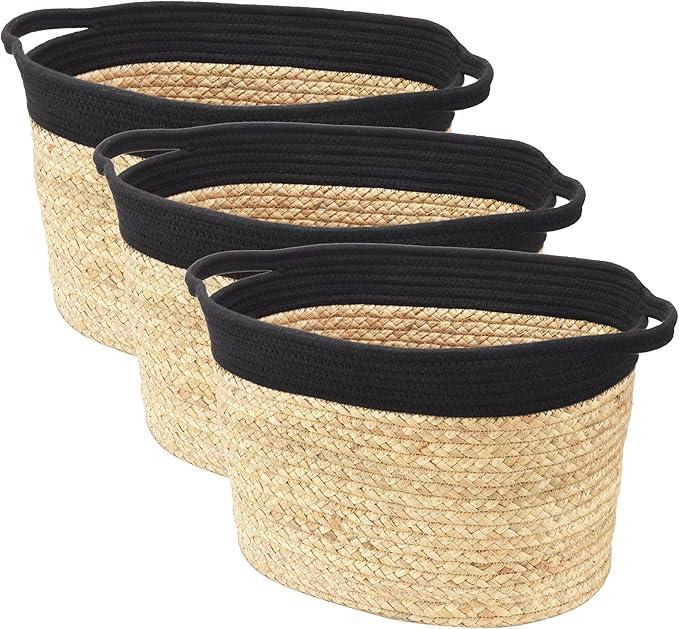 Medium Braided Tote, Black & Tan (Pack of 3)