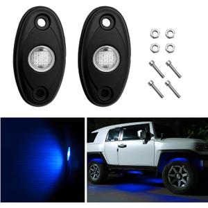 2 PCS LED Rock Lights, IP67 Waterproof Neon Trail Rig Lamp Lighting, High Brightness Underglow Fender Lights for Trucks SUV Off Road, Universal Car Accessories for Lighting (Blue)
