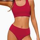 URMAGIC Girls Two Piece Swimsuits Ribbed Bikini Sets Swimming Bathing Suit Beach Sport Athletic Teen Girls Swimwear, 15-16Y