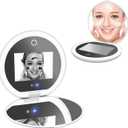 Mocado Compact LED Travel Makeup Mirror - 4 Inches 1X/10X Magnification Travel Mirror with Light Dimmable Smart UV Camera UV Mirror for Sunscreen Test Skin Sun Protection