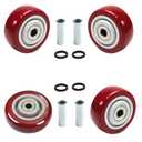 MroMax 3 Inch Wheel Push Cart Wheels 3" x 1.26" PU Wheels 3/8" axle 3" Replacement Caster Wheel Bearings Repair Kits for Platform Trucks,Trailer,Grill,Saw Table,Trolly 4Pcs Wheel only