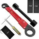 6 Pcs Plumbing Tools Kit with Angle Stop Wrench & 1/2-Inch Compression Sleeve Puller, Professional Plumbers Wrench, Sandpaper and Storage Bag for Frozen/Corroded Angle Stop