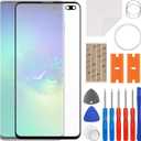 Front Screen Glass Outer Panel Lens Replacement +OCA Compatible with Samsung Galaxy S10+ S10 Plus SM-G975 (No LCD Screen and Touch Digitizer) with Repair Kit