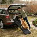 Garvee 71" Long Folding Dog Ramp for Car, 20" Extra Wide Heavy Duty Non-Slip Portable Pet Ramp, Large Dogs Up to 250 lbs, Outdoor & Indoor Use