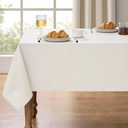Decorelia Faux Linen Waterproof Tablecloth,Ivory, 52" x 70" (Rectangular)
