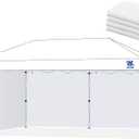 Fanpat 10x20ft Canopy Sidewalls fit 10x20ft Pop Up Tent, Waterproof 99% UV Protection Privacy Enclosure for Outdoor Events and Party, White (4Pcs Sidewalls Only, Frame and Top Not Included)