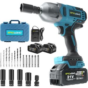 SPICIMOMO 1/2 inch Cordless Impact Wrench - 1200N.m High Torque Heavy Duty Impact Gun with 2x 4.0Ah Batteries, 21V Powerful Impact Driver/Drill for Tough Auto Repair and Construction Tasks