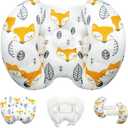 KAKIBLIN Baby Head Neck Support Pillow, 2 in 1 Banana Neck Pillow for Babies, Travel Pillow for Stroller Neck Support for Newborn, Adjustable Baby Pillow for Head (Yellow Fox)