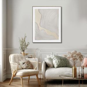 Chromorph Large Abstract Wall Art, Neutral Beige Minimalist Textured Canvas Artwork for Living Room, Bedroom, Office Decor, Ready to Hang, 32x40 Inch