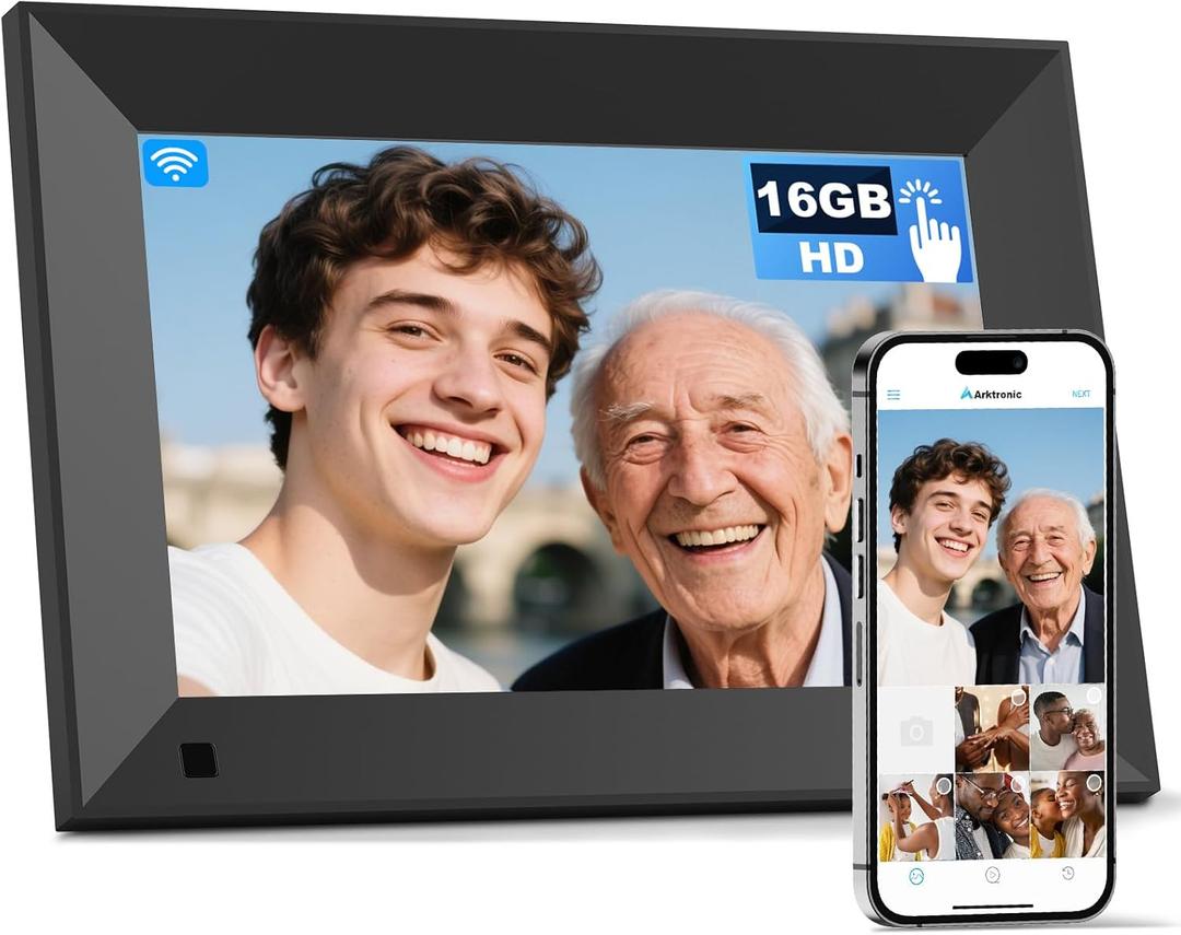 8 inch Digital Picture Frame, 1280x800 HD IPS WiFi Digital Photo Frame, 16GB Storage, Instantly Share Photo/Video via Apps/Email, USB/Mirco SD, Black