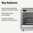 Amazon Basics 6-Slice 23-QT Toaster Oven with Built-In Air Fryer, 7-In-1 Cooking Options, 60-Min Timer & Adjustable Temperature (200F - 450F), With Accessories, 1500W, Stainless Steel, Silver/Gray