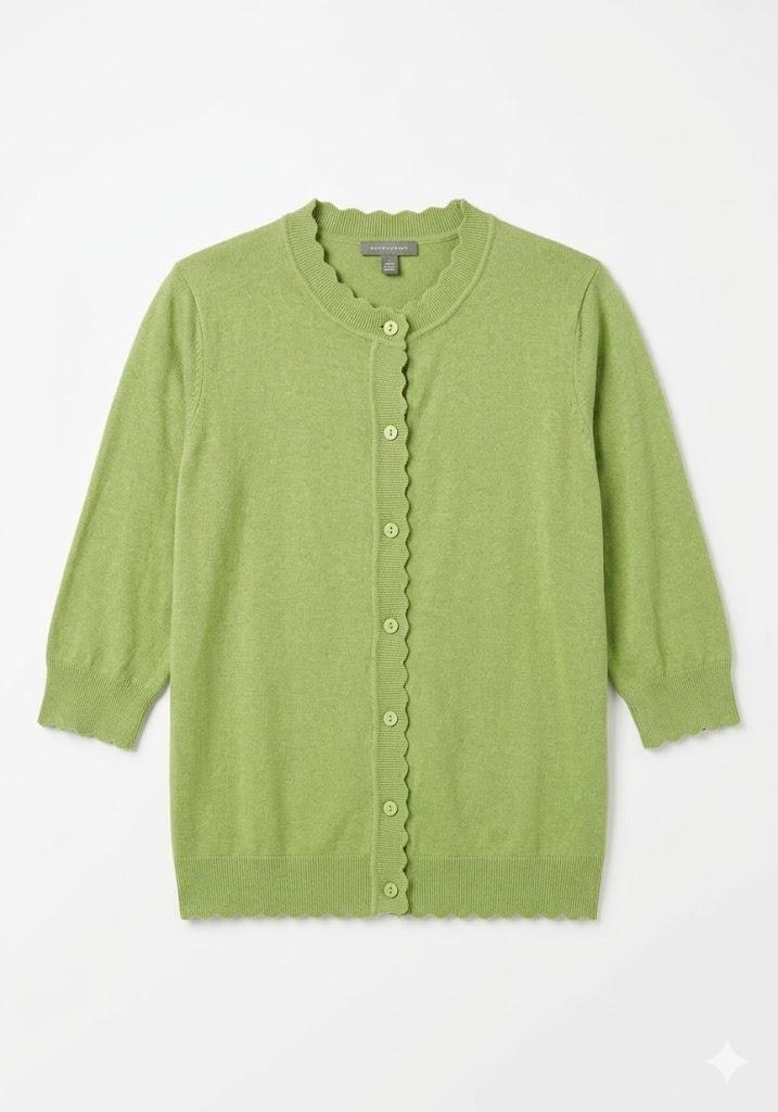 Cardigan Sweater for Women Knitted Outerwear Button Down Scalloped Trim Cardigans Autumn Trendy Sweaters XXL