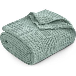PHF Lightweight Waffle Weave Blanket Twin Size, Breathable & Ultra Soft, 66"x 90" Soft & Cozy Thin Blanket for All Season & Hot Sleepers, Bed, Home Decor - Aqua Gray