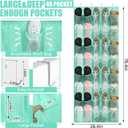 Windyun 40 over the Door Shoe Organizer Large Mesh Pocket Hanging Shoe Rack for Closet Turquoise Nonslip Behind Door Storage Holder Back to School Organizer for Dorm Room College Classroom Storage