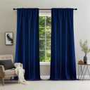 Joydeco Blue Velvet Blackout Curtains 84 Inch - 2 Panels Thermal Insulated Rod Pocket Drapes for Living Room Bedroom Dining Room Privacy