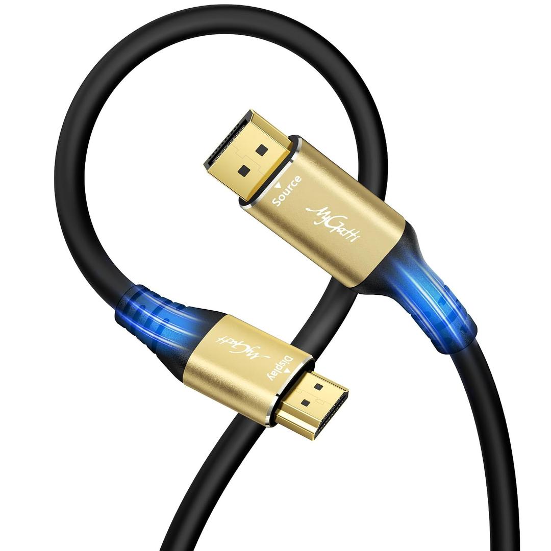 4K DisplayPort to HDMI Cable 3FT, DP to HDMI Video Uni-Directional Cord Adapter, Compatible with Dell, NVIDIA, AMD, Lenovo, Monitor, Projector, Desktop and More