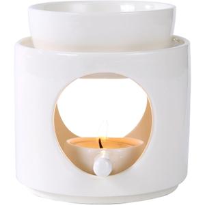 Essential Oil Burner for Scented Oil, Oil Warmer, Tealight Wax Melt Warmer, Candle Diffuser, Tea Light Holder, White