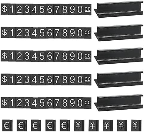 PATIKIL Price Cube Display Price Blocks Adjustable Removable Number Price Stand Black Counter Price Display for Retail White on Black, Ten Thousand Digit, 10 Set