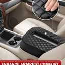 KBH Center Console Armrest Cover for 2007-2014 Chevy Silverado & Tahoe & Avalanche & Suburban, GMC Sierra & Yukon, Vinyl Leather, Floor Console Bucket Seat, Black