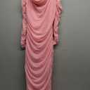 PRETTYGARDEN Women's 2026 Fall Long Sleeve Maxi Dress Off Shoulder Mesh Ruched Bodycon Trendy Long Wedding Guest Dresses Pink S