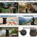 VIMALIFE Upgraded Collapsible Folding Stool, Heavy Duty 350lbs Capacity, Adjustable Height Collapsible Stool, Lightweight Folding Chair for Camping, Hiking, Fishing, BBQ, Indoor & Outdoor Use, Black
