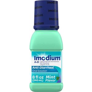 Imodium A-D Liquid Anti-Diarrheal Medicine with Loperamide HCl to Help Control Symptoms of Diarrhea Due to Acute, Traveler's Diarrhea, Mint Flavor, 8 fl. oz