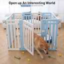 Dog Fence Pet Playpen Clear Puppy Cat Medium Small Play Pen Foldable Kennel Indoor Outdoor Whelping Box for Dogs with Gate (Blue + White, 12 Panels+1 Door)