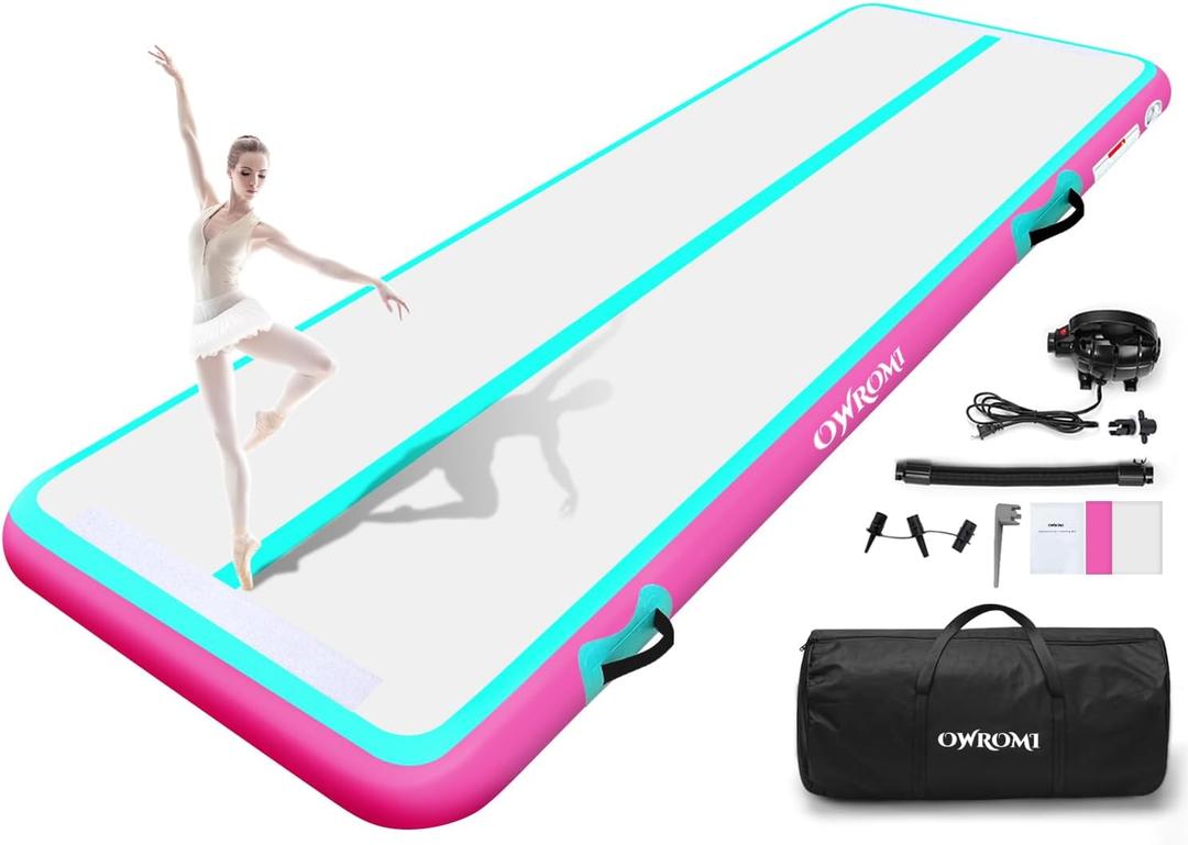 Inflatable Air Gymnastics Mats for Tumbling, 10ft Tumble Track Tumbling Mats for Kids, 4/8 Inches Thick Training Mat with Electric Pump Gymnastics Equipment for Kids Mat
