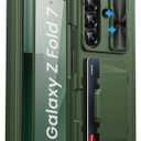 for Samsung Galaxy Z Fold 7 Case with Card Holder & Screen Protector, Built-in Hinge Protection & Slide Lens Cover, Durable Heavy Duty Hard Back Protective Phone Case for Galaxy Z Fold 7, Green