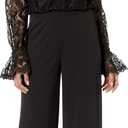 Adrianna Papell Womens Lace and Crepe Jumpsuit (4, Black)