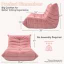 Trenda Bean Bag Chair for Adults, High-Density Foam, Corduroy, Pink | Togo chair with dual-layer foam, providing body-contouring support for reading, gaming, reclining and everyday lounging, Single
