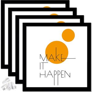 16x16 Picture Frame Set of 4, Black 16 x 16 Frame High Transparent Wall Gallery Poster Canvas Photo Frames for 16by16 inches