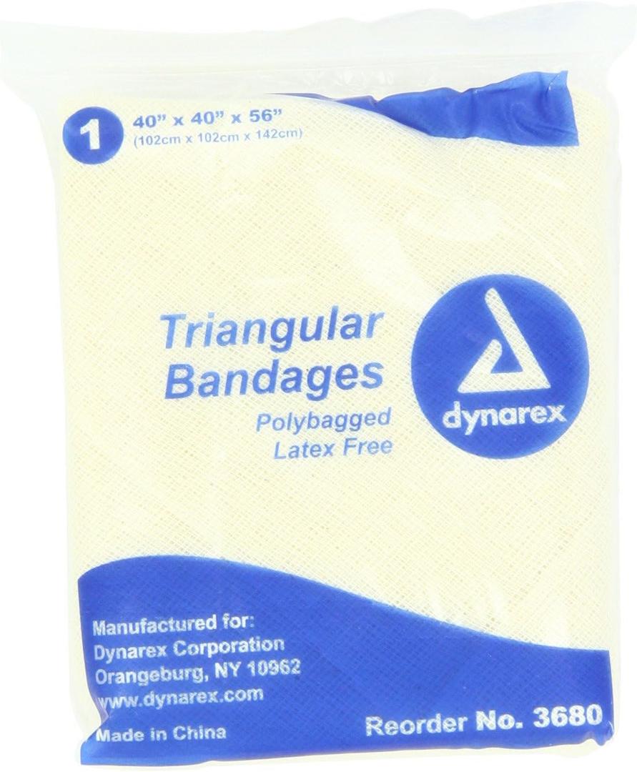 Dynarex 3680 Triangular Bandage, 7" x 4" x 4.25", Pack of 12