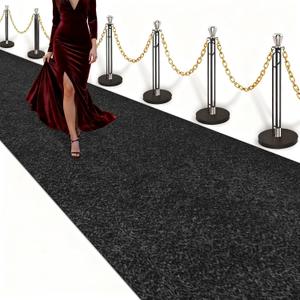 Black Carpet Runner 3x15 Feet, Non-Slip Waterproof Aisle Rug with Rubber Backing, Rolled Shipping, No Creases, Perfect for Weddings, Parties, Events, Banquets & Elegant Entrances