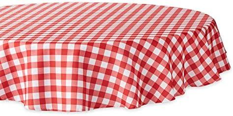 DII Red Check Outdoor Tabletop Collection, Stain Resistant & Waterproof, 60" Round Tablecloth, Check