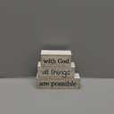 4 Pcs Farmhouse Wooden Tabletop Decor Farmhouse Tiered Tray Decor Rustic Retro Wood Bead Garland with God All Things are Possible Block Sign Neutral Centerpiece Sign for Home Shelf Mantle