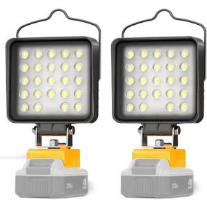 2 Pcs Cordless LED Work Light for Dewalt 20v Max Battery, 112W 11200LM Battery Light for Dewalt 20v Tools, Portable Outdoors Flood Lighting with USB & Type-C Charging Port, Low Voltage Protection