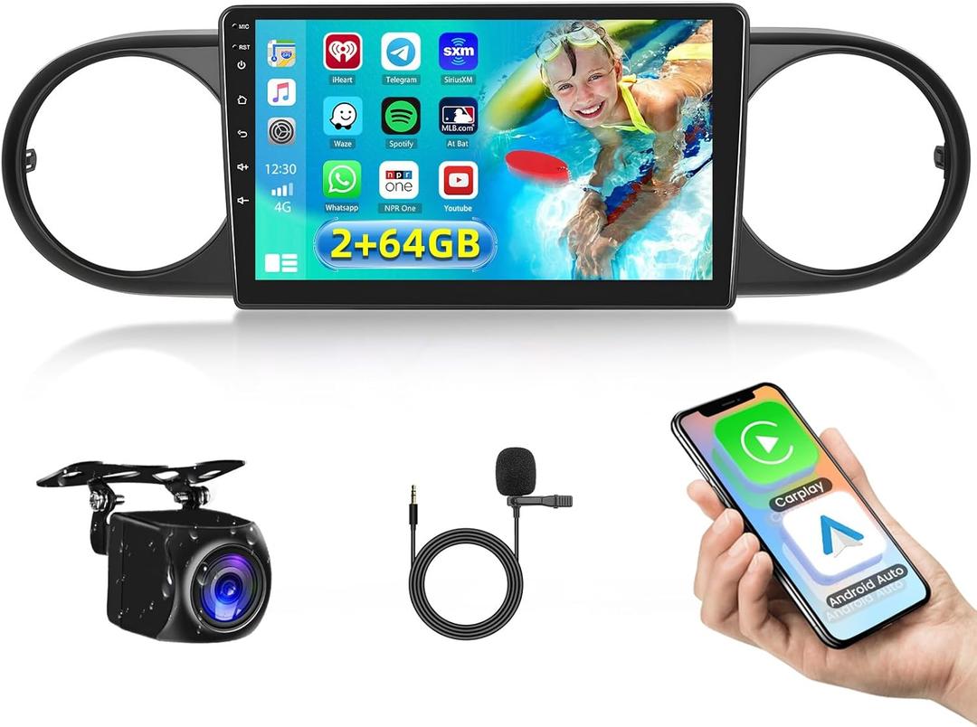 Hikity Android Car Stereo for Toyota Scion xB 2007-2019, 2+64G 9 Inch Touchscreen Radio with Carplay Android Auto Mirror Link WiFi GPS Navigation Bluetooth FM RDS EQ + Backup Camera