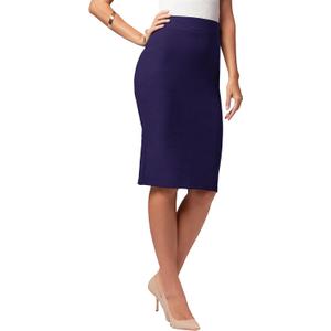 Conceited Skirts for Women - Stretch Pencil Skirt - Wear to Work - Pull On - Midi Length in Regular and Plus Size (Blue, S)