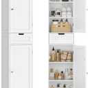TEENFON 67" H Tall Bathroom Cabinet with 2 Doors & 1 Drawer, Narrow Bathroom Storage Cabinet with Adjustable Shelves, for Living Room, Entryway, Kitchen, White, 15.7"D x 11.8"W x 67.1"H